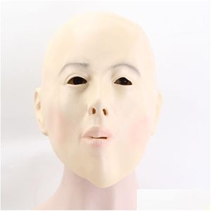 Masques de fête Masque de visage féminin réaliste pour Halloween Mascarade humaine Latex Sexy Girl Crossdress Costume Cosplay Drop Delivery Home Dhrch