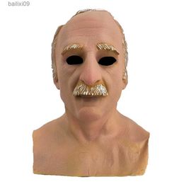 Masques de fête réaliste masque de latex humain tête vieil homme masques Halloween mascarade nouveauté masques costume robe T230905
