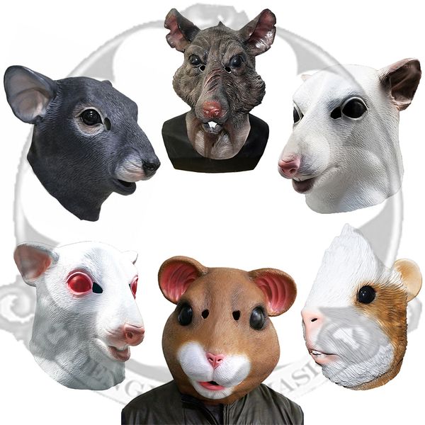 Masques de fête Masque de souris réaliste Halloween Animal Rat Cosplay Full Face Latex Zoo Fantaisie Costume Accessoires pour Adultes 230904
