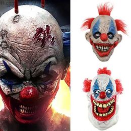 Masques de fête Masque de clown de cheveux rouges Cosplay Rôle effrayant Horreur Joker Latex Casque intégral Halloween Mascarade Party Headwear Costume Prop Q231007