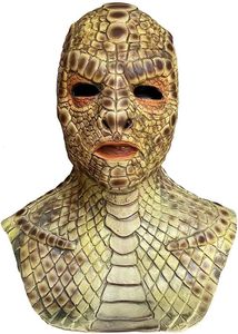 Masques de fête Masque de peau de serpent de reptile avec décolleté Creepy Devil Demon Ghost Monster Full Head Latex Cosplay Mask 230617