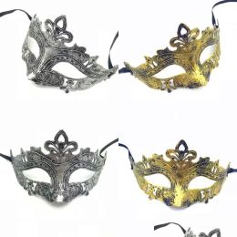 Masques de fête Rétro Greco Roman Mens Mask pour Mardi Gras Gladiator Masquerade Vintage Goldensier Sier Carnival Halloween Half Face Mas 2024425