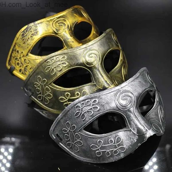 Máscaras de fiesta Máscara retro de Halloween Máscara de media cara de oro plateado antiguo para mujeres Hombres Vestido de carnaval Masque Ball Disfraz Accesorios de fiesta Cosplay Q231007