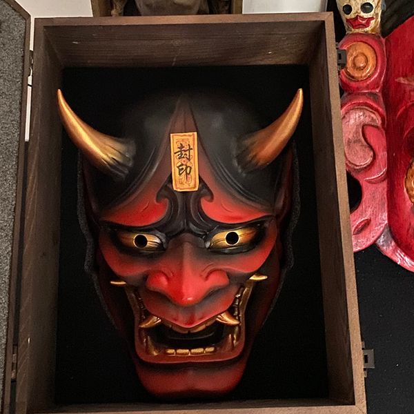 Masques de fête Samurai Oncle Oni Latex Masque Mascaras Halloween Cosplay Props Horreur Thème Décoration Jouets pour Masque Adulte 230912