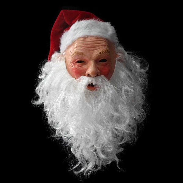 Masques de fête Santa Claus Full Latex Masque Wig Beard Christmas Soft Fun Super Halloween Q240508