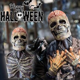 Máscaras de fiesta Scary Bloody Dead Zombie Head Mask Látex espeluznante Halloween Skull Cosplay Horror Props Adult 230814