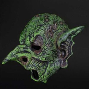 Máscaras de fiesta Scary Green Elf Máscara de látex Carnival Cosplay Máscara de cabeza completa Easter Horror Mascara Halloween Cool Elf Máscaras Full Face Mascaras L230803