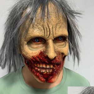 Masques de fête effrayant Halloween horreur masque en latex Costumes accessoires déguisement Zombie Fl tête Hkd230801 livraison directe Dhqkz