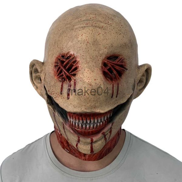 Masques de fête Effrayant Tueur Masque Creepy Smiley Diable Pleine Tête Masque En Latex Horreur Démon Halloween Horreur Monstre Cosplay Masques J230807