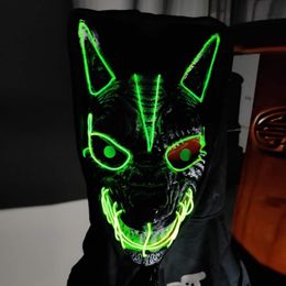 Feestmaskers Eng LED-lichtmasker Glow in Dark Wolf Dierenmasker voor mannen Vrouwen Halloween Masquerade Festival Party Cosplay Kostuum Rekwisieten 230919