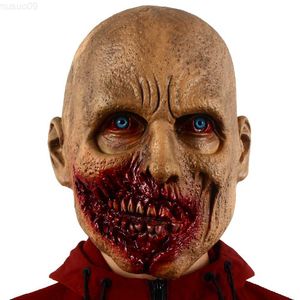 Masques de fête Effrayant Réaliste Halloween Zombie Masque Horreur Fantaisie Robe Couvre-chef Maison Hantée Cosplay Props L230803