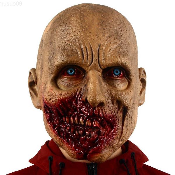 Máscaras de fiesta Miedo Realista Halloween Zombie Máscara Horror Disfraces Fiesta Sombrero Casa encantada Cosplay Props L230803
