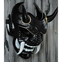 Máscaras de fiesta Monstruo aterrador Máscara de cosplay de Halloween Hannya Demon Oni Samurai Noh Kabuki Prajna Devil 230721