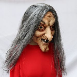 Máscaras de fiesta de máscaras de bruja de miedo látex con cabello Halloween disfraces de la peluca de la peluca del disfraz de la sombra de cosplay adultos 220901