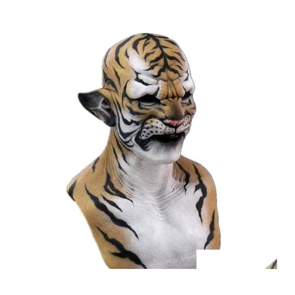 Máscaras de fiesta Scary Tiger Animal Mask Halloween Carnival Night Club Masquerade Headgear Classic Performance Cosplay Costume P Homefavor Dhisk