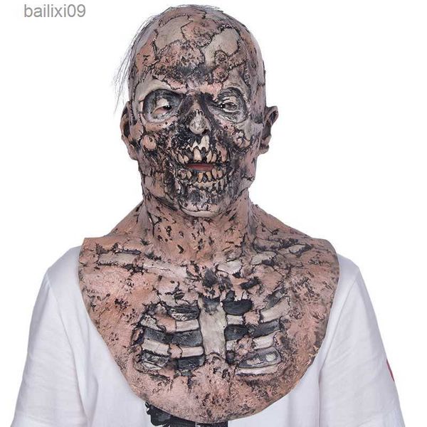 Máscaras de fiesta Scary Walking Dead Zombie Mask Látex Creepy Disfraz de Halloween Horror Bloody Adult Halloween Props Decoración T230905