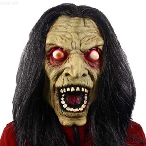 Masques de fête effrayant masque de sorcière Halloween Cosplay Prank couvre-chef maison hantée habiller accessoires d'horreur L230803