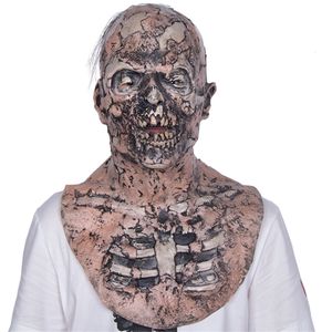 Masques de fête Effrayant Zombie Tête Masque Creepy Walking Dead Latex Couvre-chef Halloween Horreur Costume Props Sanglant Adulte Mascarade Décoration 230904