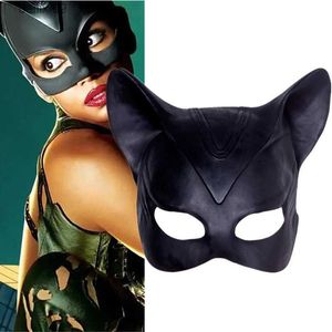 Party Maskers Sexy Kat Vrouw Selina Kyle Latex Masker Superheld Film Cosplay Kostuum Halloween Party Maskers T230905