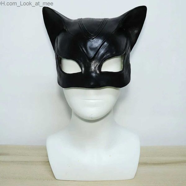 Máscaras de fiesta Sexy Cat Mujer Selina Kyle Máscara de látex Película de superhéroe Cosplay Disfraz Máscaras de fiesta de Halloween Q231007