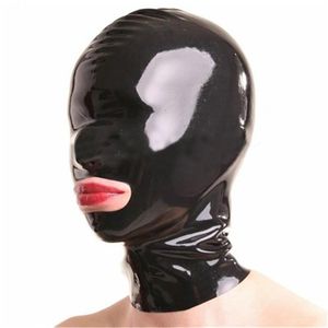 Masques de fête Accessoires exotiques sexy Cagoules en latex Yeux fermés Masque fétichiste Masque en caoutchouc pour masque complet adulte avec fermeture à glissière arrière 230906