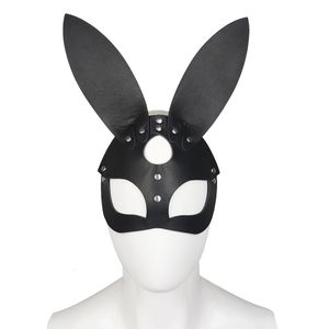 Party Masks Sexy Girls Bunny Cospaly Anime Face Helemt Black Rabbit Ear Pu Leather Masques Cadeaux 230630