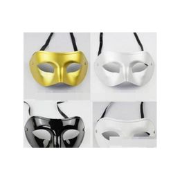 Masques De Fête Sier Or Blanc Noir Homme Demi Visage Archaistique Antique Classique Hommes Masque Mardi Gras Mascarade Costume Vénitien 50 Pcs Dro Dhmvh