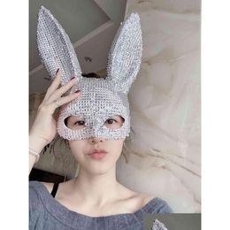 Party Masks Sier Rivet Mask Rabbit Ears Gogo Femme Girl Girl Drop Livraison Home Garden Festive Supplies Dhfu5