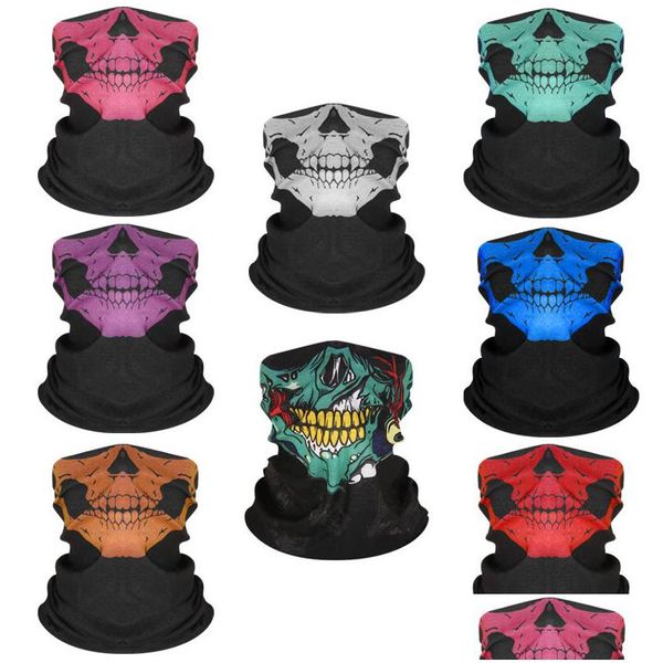 Máscaras de fiesta Skl Máscara mágica Halloween Cosplay Bicicleta Esquí Skls Máscaras de media cara Fantasma Bufanda Bandana Calentador de cuello Entrega de gotas Inicio Garde Dhmbn