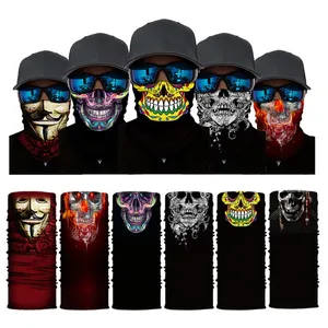 Máscaras de fiesta Skull Half Face Series Magic Bandana Protección sin costuras Warm Neck Outdoor Equipment Mask