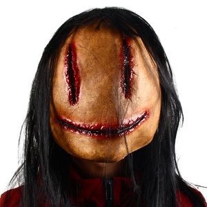 Feestmaskers Smiley Face seriemoordenaar masker enge latex vol horrorfilm Halloween Cosplay Props 230814