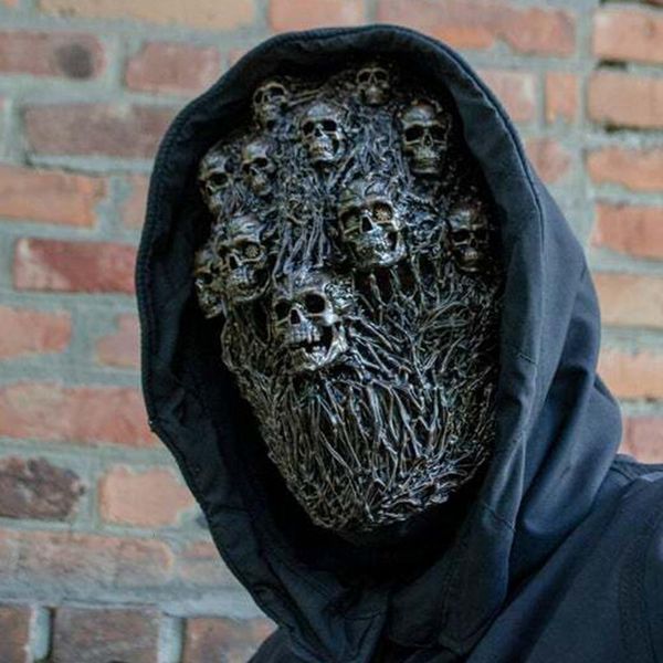 Máscaras de fiesta Cráneo de vapor Máscara de Halloween Látex realista Cara completa Cabeza espeluznante Sombrero Decoración de terror 230705
