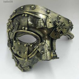 Masques de fête Steampunk Phantom Mascarade Cosplay Masque Ball Demi Visage Hommes Punk Costume Halloween Party Costume Props T230905