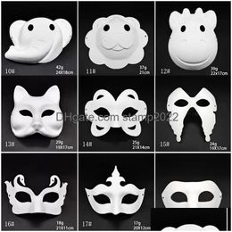 Party Masks Stock Makeup Dance White Embryo Mod DIY PEINTURE MASQUE MAIN MASSE PP Animal Halloween Festival Papier Paper Drop Livrot Hom Dhbsf