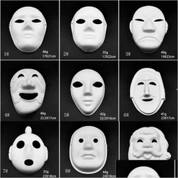 Party Masks Stock Makeup Dance White Embryo Mod DIY PEINTURE MASQUE MAIN MASSE PP Animal Halloween Festival Papier Paper Drop Livrot Home Dhm9s