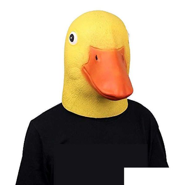 Máscaras de fiesta Takerlama Lindo Animal Máscara Novedad Látex Goma Py Divertido Pato Amarillo Heaear Halloween Cosplay Disfraz X0803 Drop Deliver Dhmfn