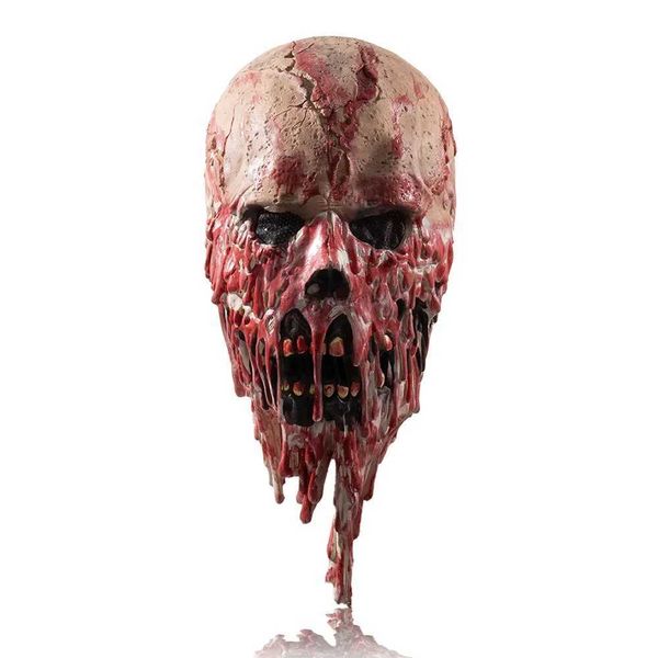 Masques de fête Terrifiant Skull Masque en latex complet Masque Blood Halloween Cos Real Costume Accessoires Q240508