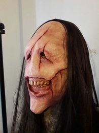 Party Masks Terror Hair Hair Demon Mask Red Faced Dents Detron Témail exposé Halloween Playage des rôles d'accessoires Q240508