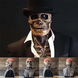 Masques de fête Le Creppy Squelette Biochimique Masque Cosplay Horreur Crâne Halloween Latex Masques Costume Props 220915