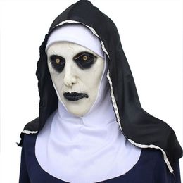 Masques de fête La nonne Masque d'horreur Cosplay Valak Masques effrayants en latex avec foulard Casque intégral Accessoires de fête d'Halloween 220908235Q