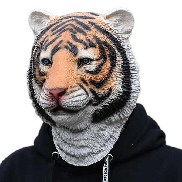 Maschere per feste Maschera tigre Maschera animale lattice Halloween horror COS Zodiaco Anno della volontà eseguirà oggetti di scena copricapo tigre 230923