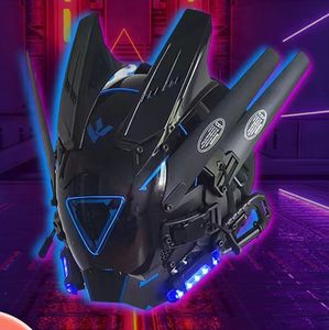 Feestmaskers Triangular Wing Cyberpunk Helmet Party Mask LED Blue Light Functie Windmasker Helm met 230523