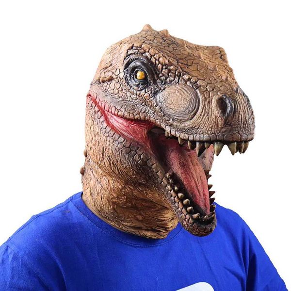 Masques de fête Tyrannosaurus Rex Dinosaur Mask Play-play anime Jurassic Park Latex Casque Halloween Costume Costume Props Q240508