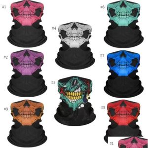 Party Maskers Uni Halloween Cosplay Fiets Ski Skl Half Gezichtsmasker Ghost Sjaal Bandana Nekwarmer Party Hoofdband Magische Tulband Drop Deli Dhkm3