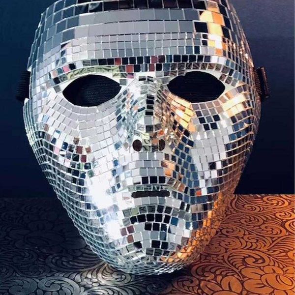 Máscaras de fiesta Unique Disco Ball Glitter Face Mask Festival Masquerade Máscaras para Party Mirror Glass para DJ Stage Bar Party Decoración navideña HKD230801