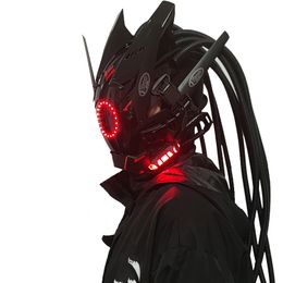 Máscaras de fiesta Actualizar Predator Tube Dreadlocks Mask Matrix Matrix Machines Calcitivos Sentinel Cyberpunk Masks Props de luz LED rojo Halloween 230817
