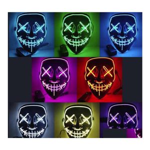 Masques De Fête Nous Stock Halloween Masque D'horreur Led Glowing Purge Election Costume Dj Light Up Glow In Dark 10 Couleurs Drop Delivery Home Dhhvk