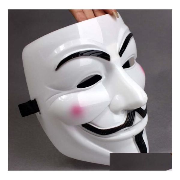 Máscaras de fiesta V para Vendetta Máscara Anónimo Guy Fawkes Disfraz Adt Accesorio de disfraz Plástico Partycosplay Sn5926 Entrega de gota Hom Dhc79