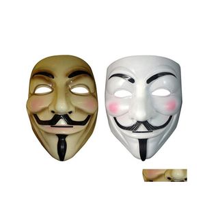 Feestmaskers Vendetta Mask Anoniem van Guy Fawkes Halloween Fancy Dress -kostuum Wit geel 2 kleuren XB1 Drop Delivery Home Garden Dh53G