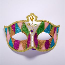 Feestmaskers Venetiaans bal masker maskerade masker geschilderd plat hoofd prinses diamant high-end dames masker Halloween Mask Fashion Mask 230327